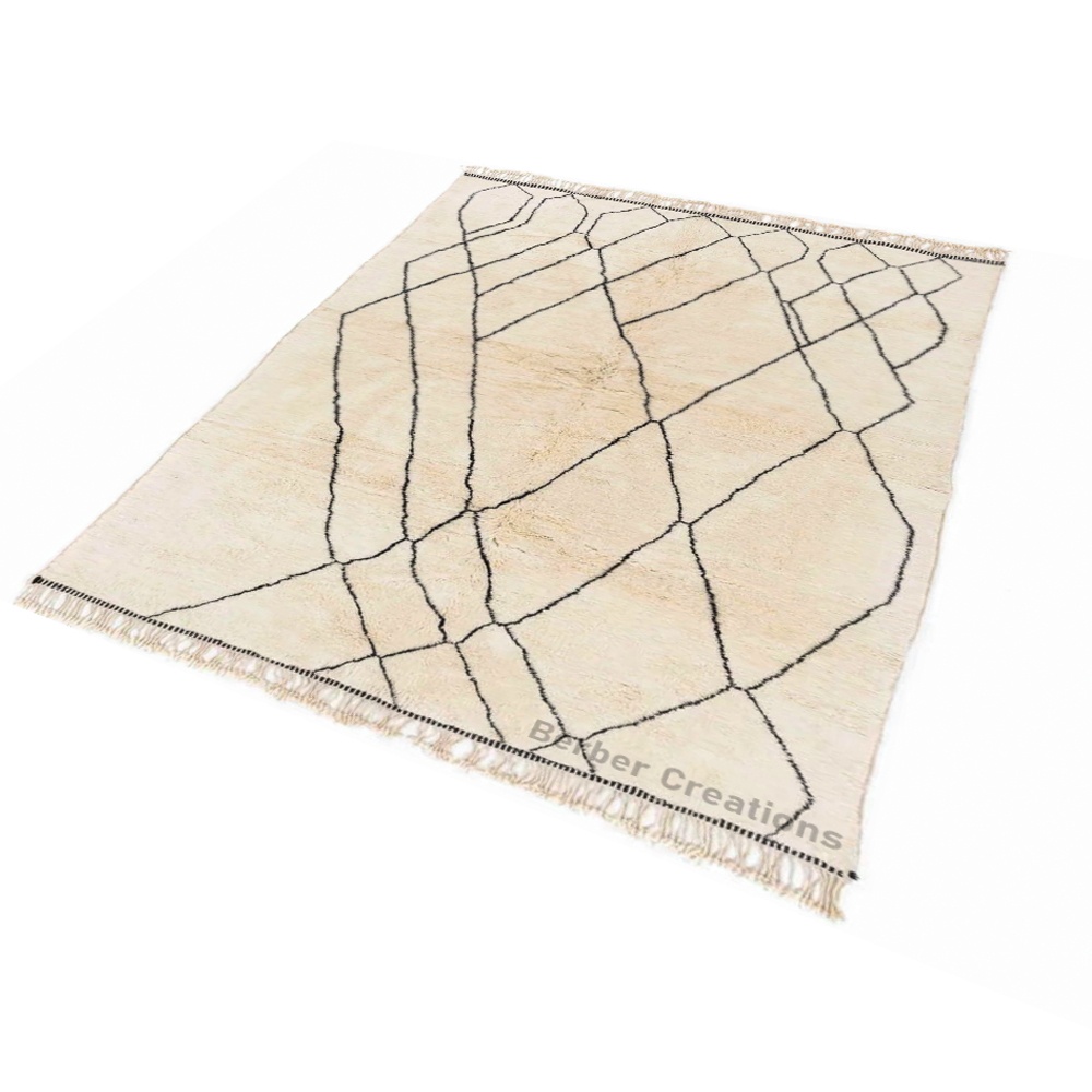 Moroccan Beni Rug Black and White - MBR0090 - Image 2