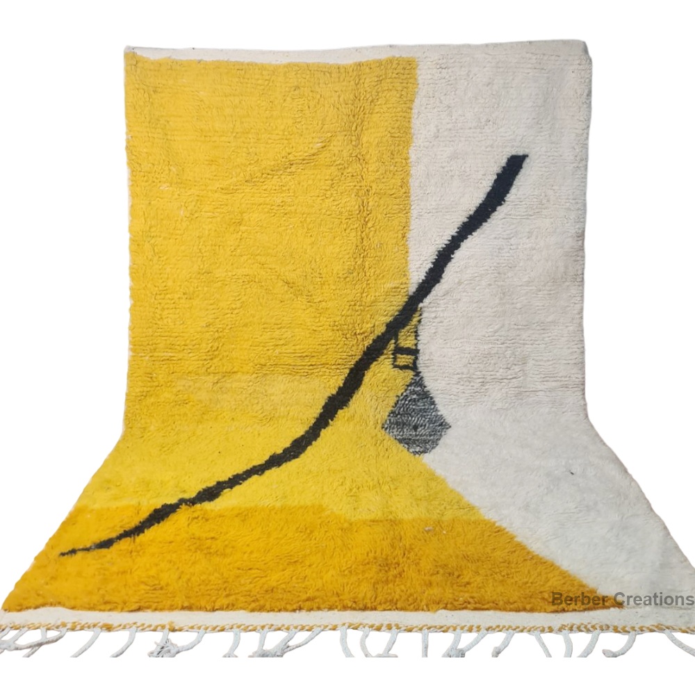 shag moroccan beni ourain wool rug yellow