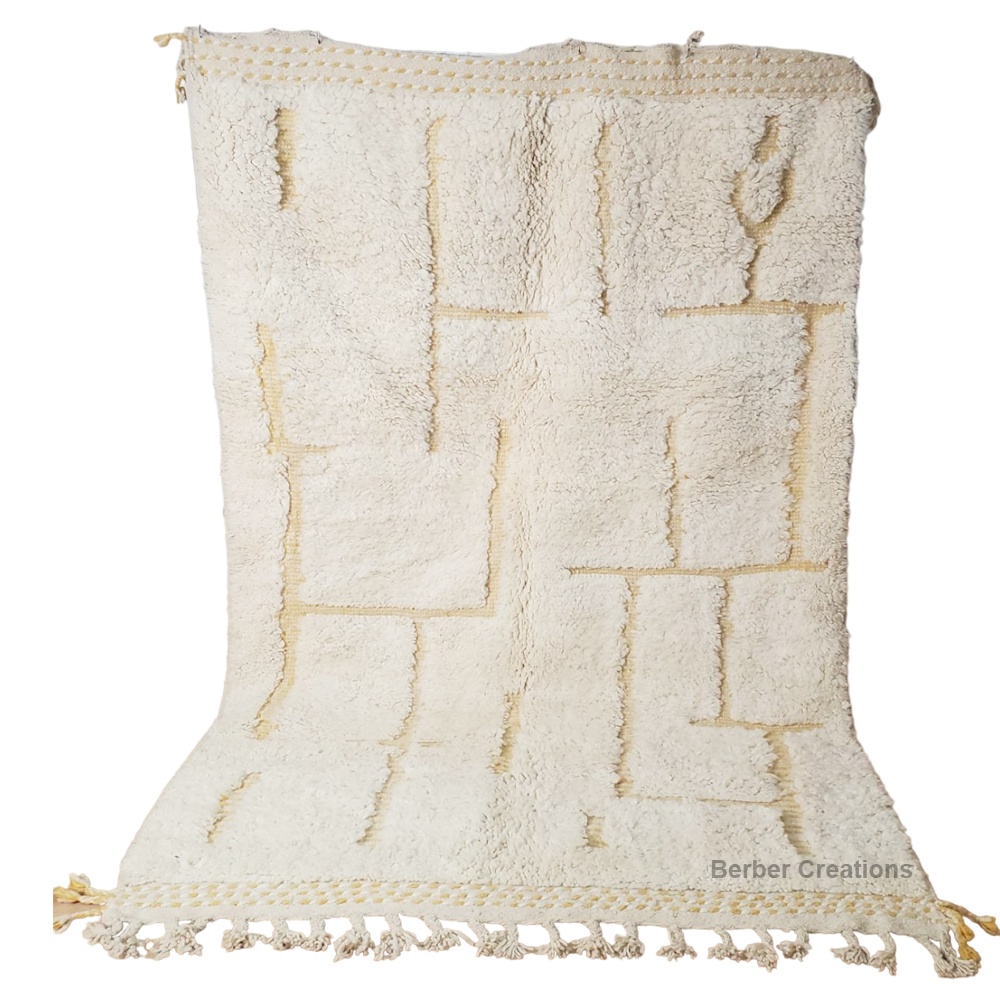 shag moroccan wool rug white and yellow