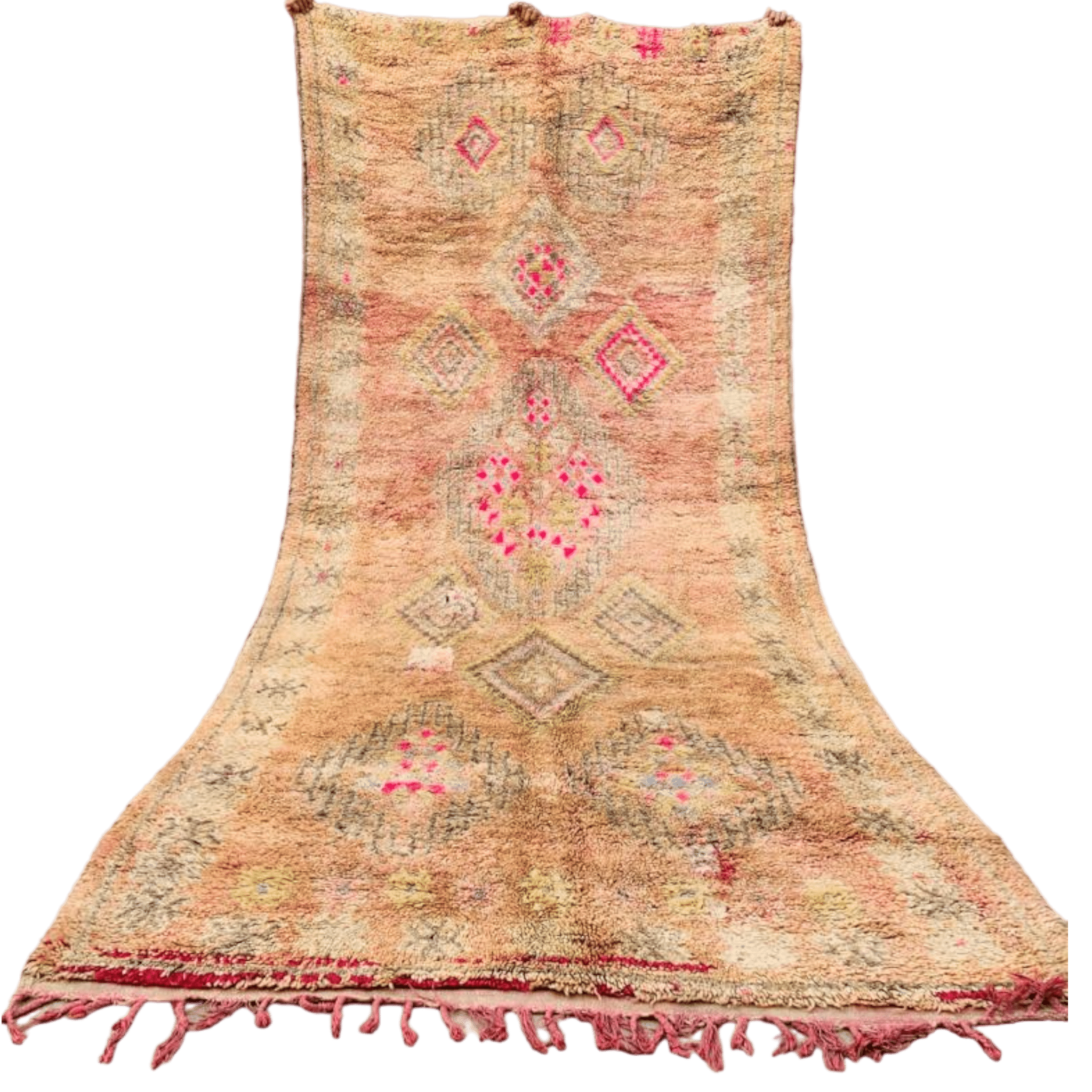 Faded Vintage Moroccan wool rug peach 11.8x5.5