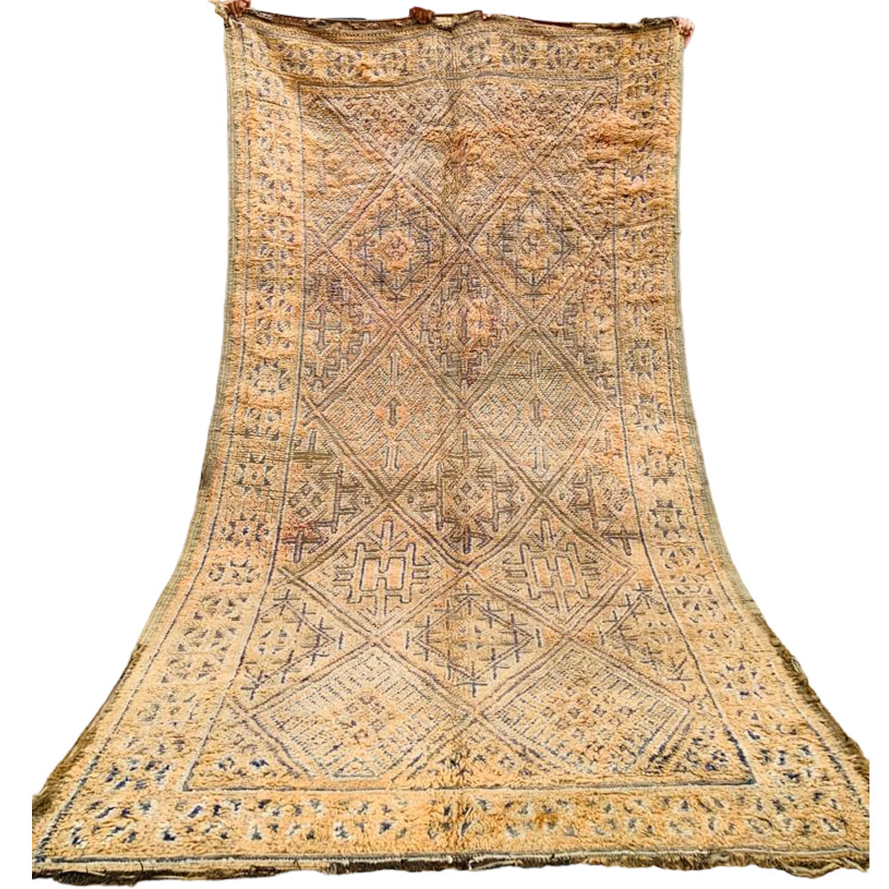 Handmade berber vintage wool rug tribal pattern 6x11.3