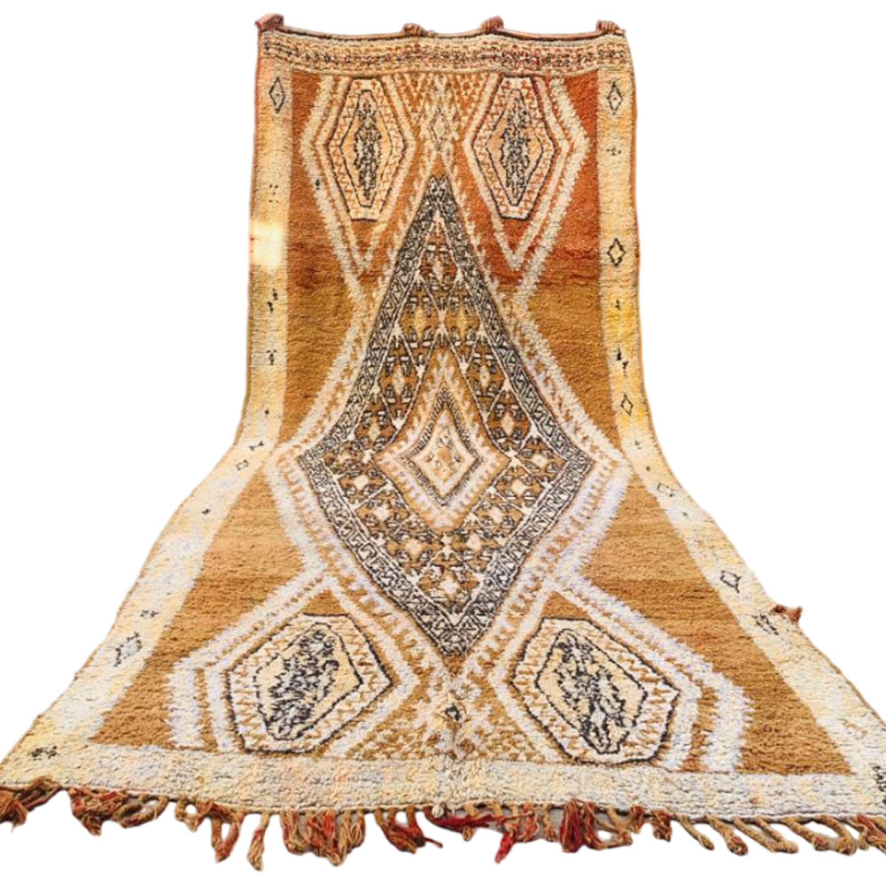 Handmade moroccan vintage wool rug brown