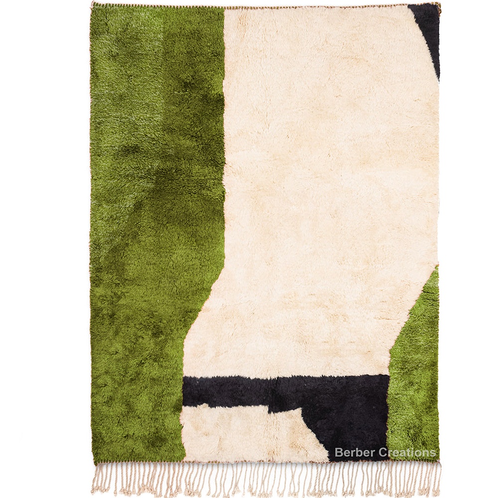 modern handwoven berber rug green