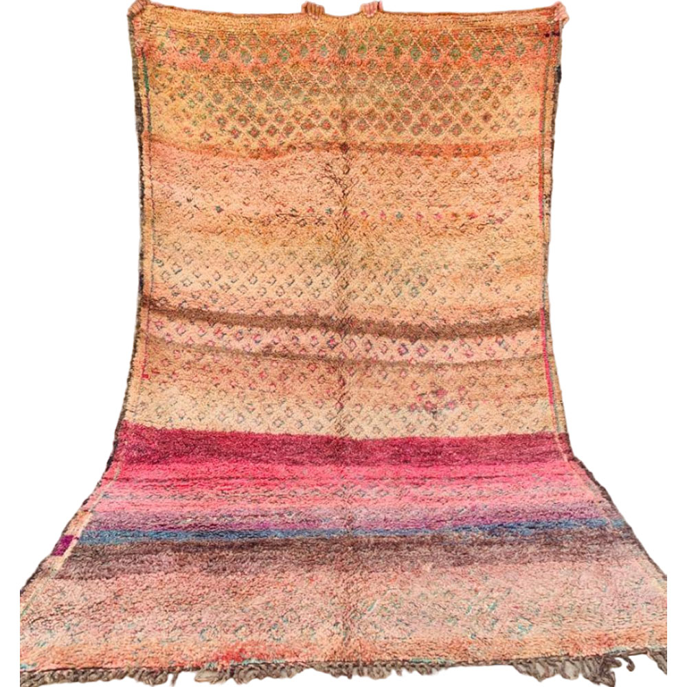 pink moroccan vintage wool rug 6.2x10