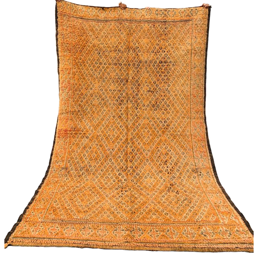 Vintage moroccan wool rug orange 6x10