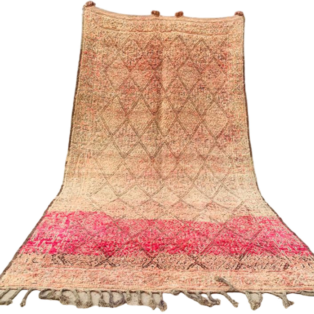 Vintage moroccan tribal rug pink 6.3x11.6