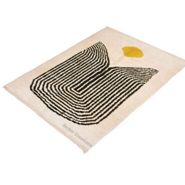 Handwoven Moroccan Beni Ourain Rug Abstract Design