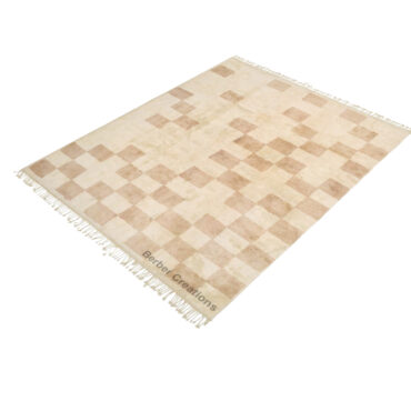 Checkered Moroccan Beni Ourain Rug Beige