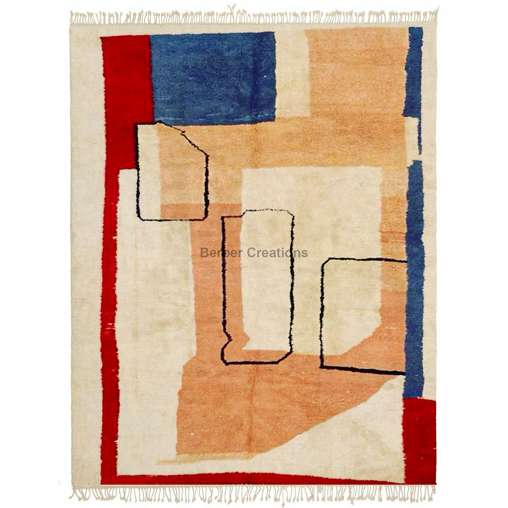 Handwoven moroccan beni rug abstract pattern