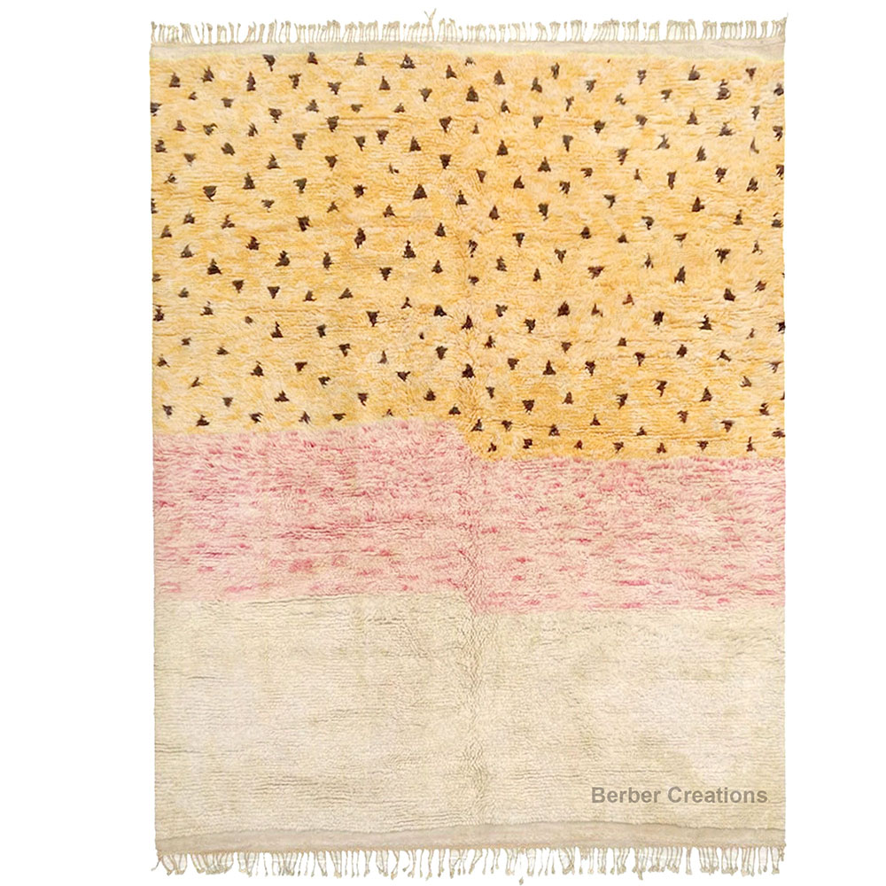 Moroccan abstract wool rug orange and pink