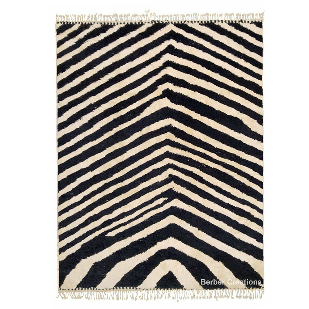moroccan beni ourain rug black and white zebra