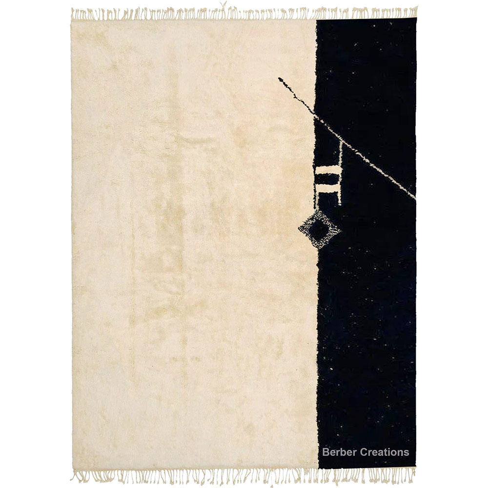 moroccan beni ourain wool rug black and white