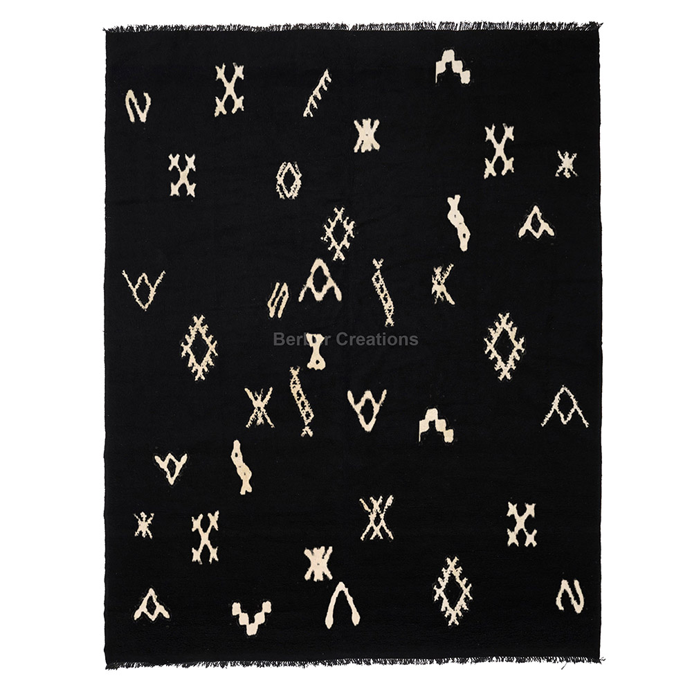 moroccan black azilal rug tribal pattern