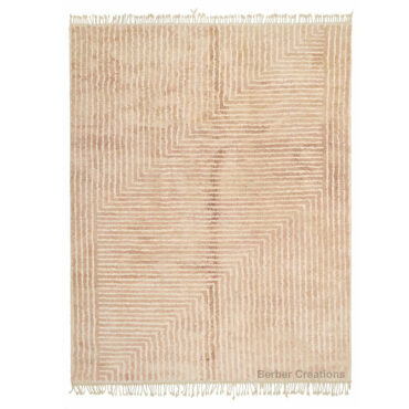 Soft Authentic Beni Ourain Rug – Beige with Stripes