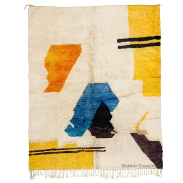 Handwoven Abstract Moroccan Beni Wool Rug