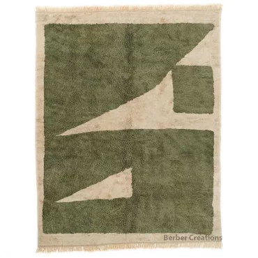 Handmade Moroccan Beni Wool Rug Green