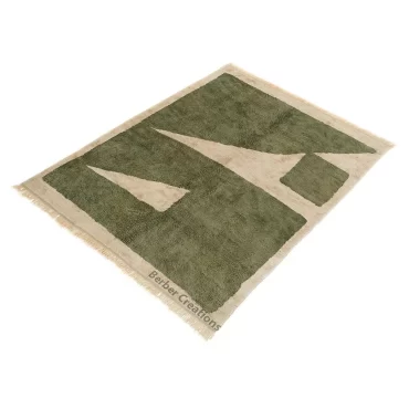 Handmade Moroccan Beni Wool Rug Green