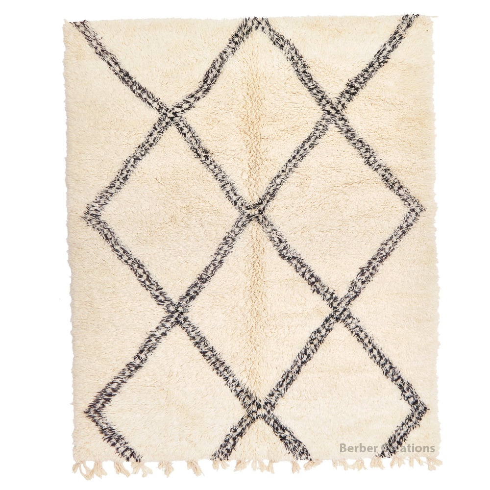 Moroccan beni ourain wool rug cream