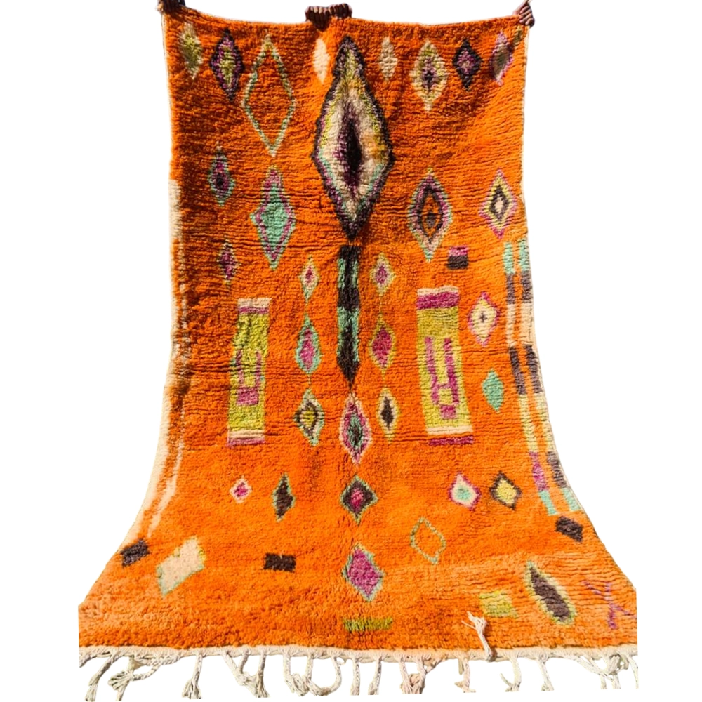 moroccan boujaad berber wool rug bright orange