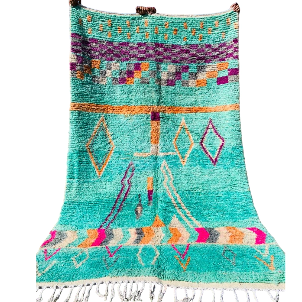 moroccan boujaad wool rug turquoise