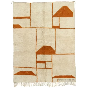Handmade Moroccan Beni Wool Rug Orange Design