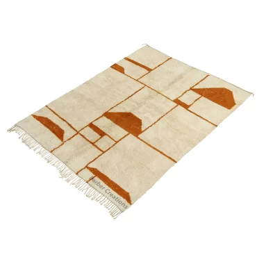 Handmade Moroccan Beni Wool Rug Orange Design