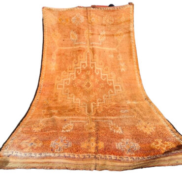 Vintage Moroccan Berber Rug with Orange Accents 6.5’x13′