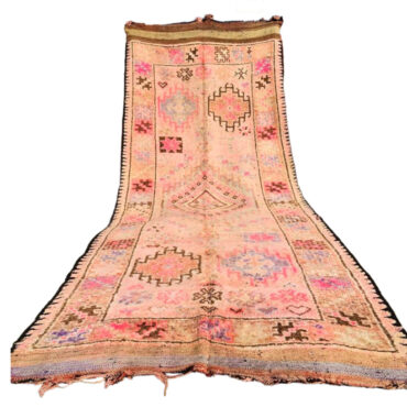 Stunning Pink Vintage Moroccan Wool Rug 6’x14.7′
