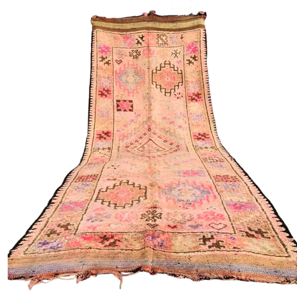 pink vintage moroccan wool rug 6x14