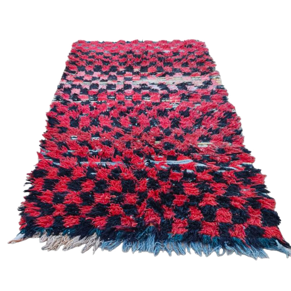 shag checkered vintage moroccan rug