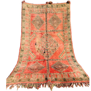 Stunning Vintage Moroccan Red Wool Rug 4.7’x7.8′