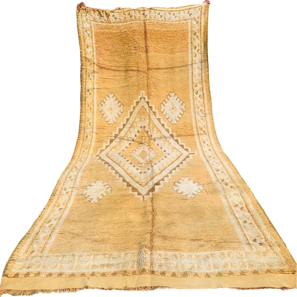 vintage moroccan wool rug faded yellow
