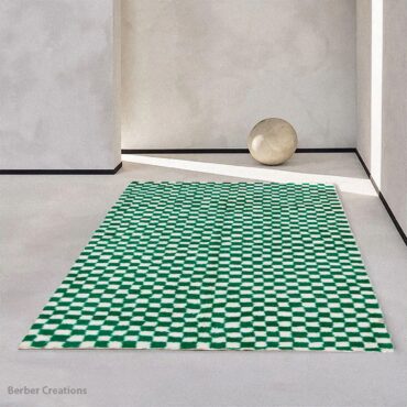 Checkered Moroccan Berber Rug Green