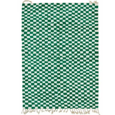 Checkered Moroccan Berber Rug Green