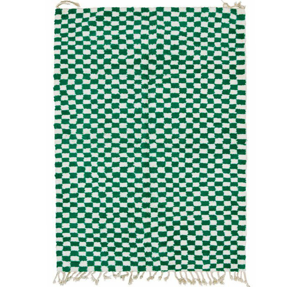 checkered moroccan berber rug green