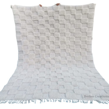 Handwoven Checkered Moroccan Beni Rug White BR0082