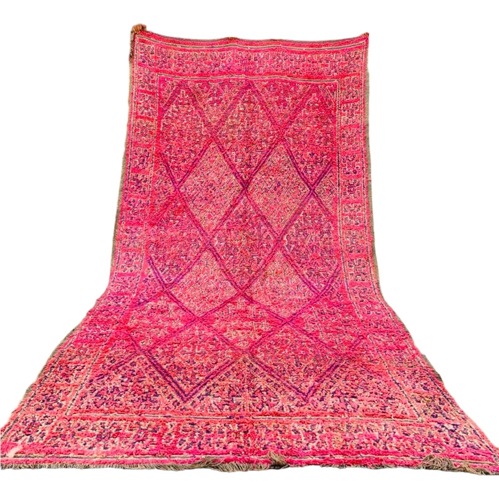 handmade vintage moroccan wool rug pink