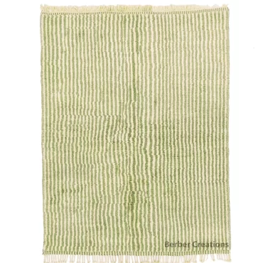 Handwoven Striped Moroccan Beni Wool Rug Green