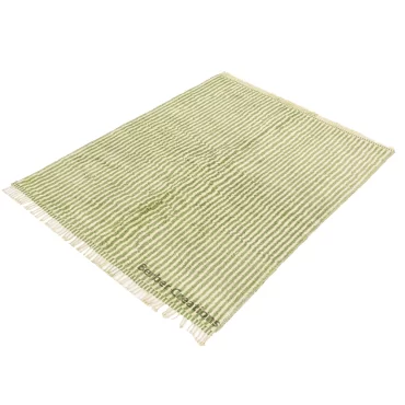 Handwoven Striped Moroccan Beni Wool Rug Green
