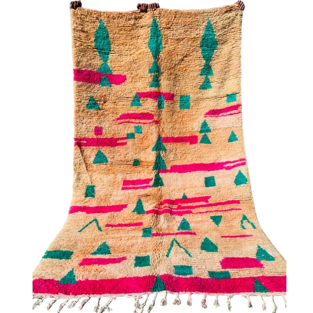 vintage moroccan berber rug pink and green