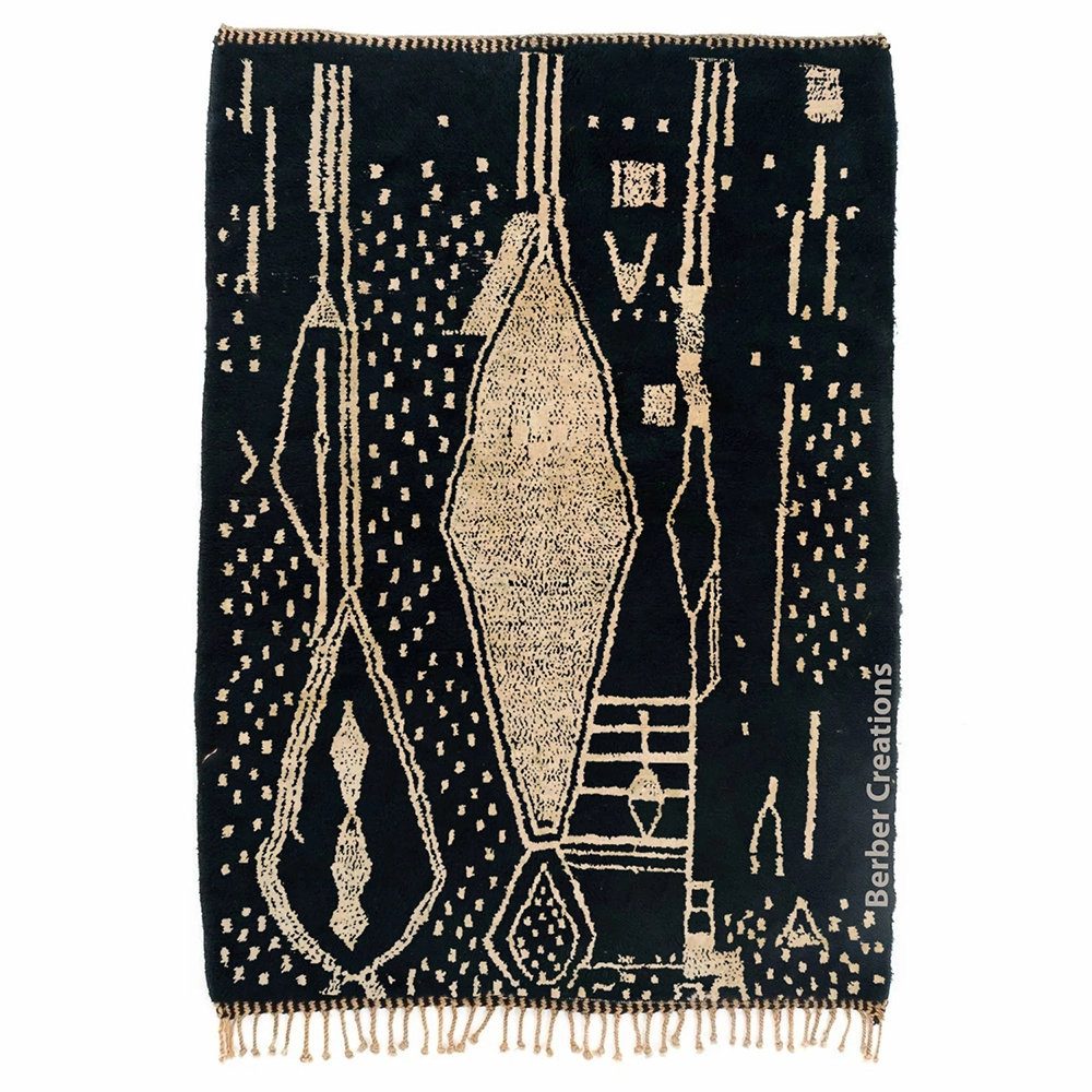 moroccan azilal wool rug black