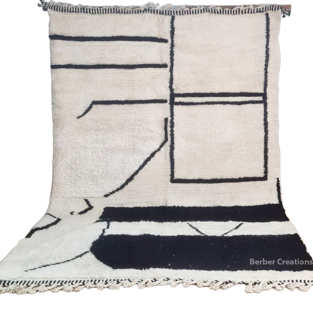 moroccan beni ourain wool rug black and white