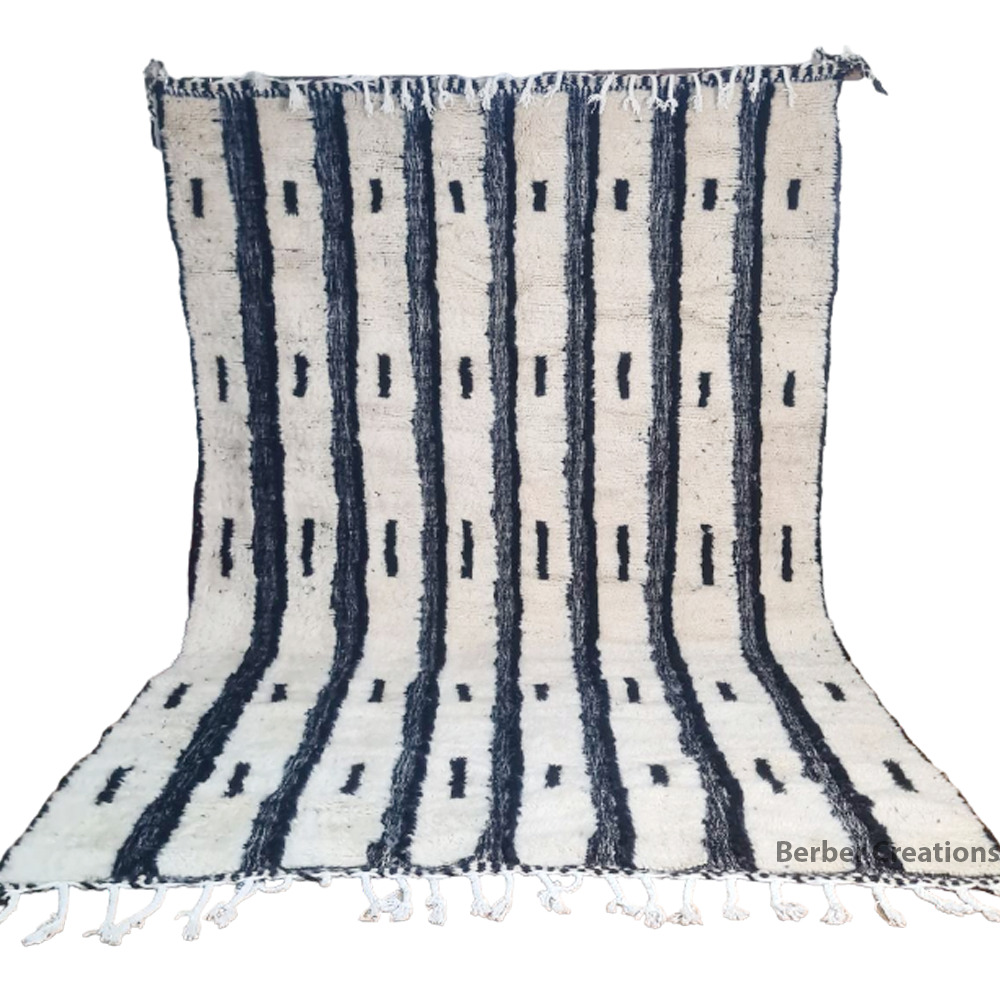 moroccan beni ourain wool rug black and white