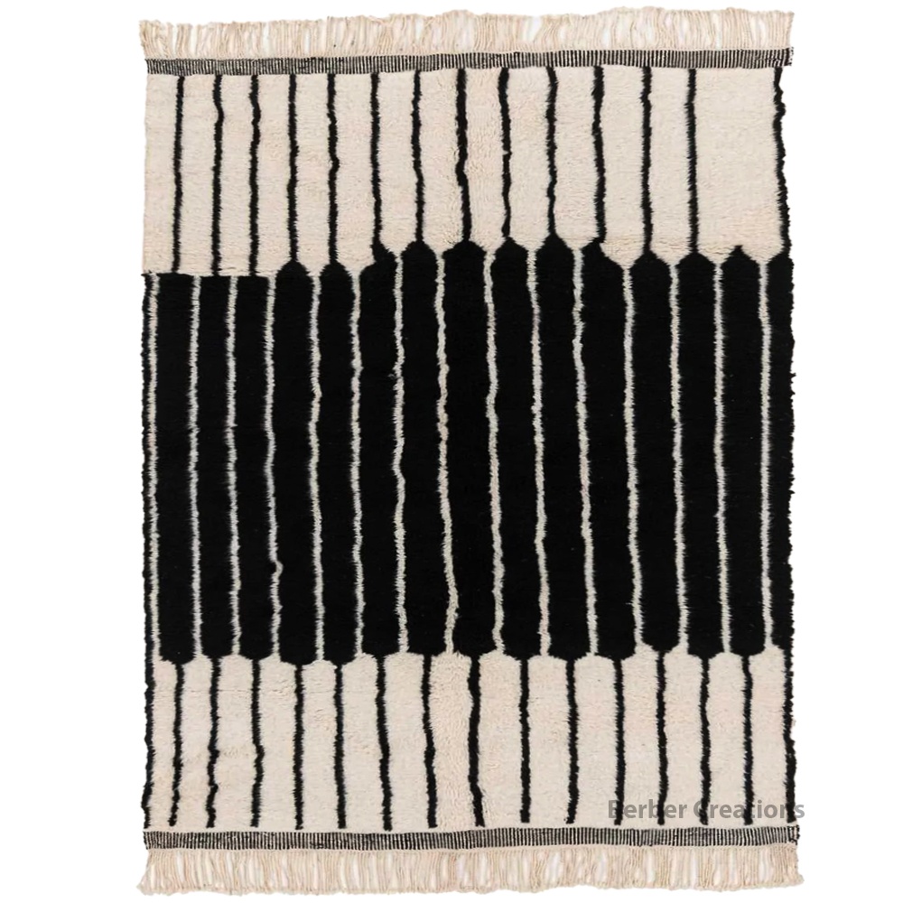 moroccan bei ourain wool rug black and white