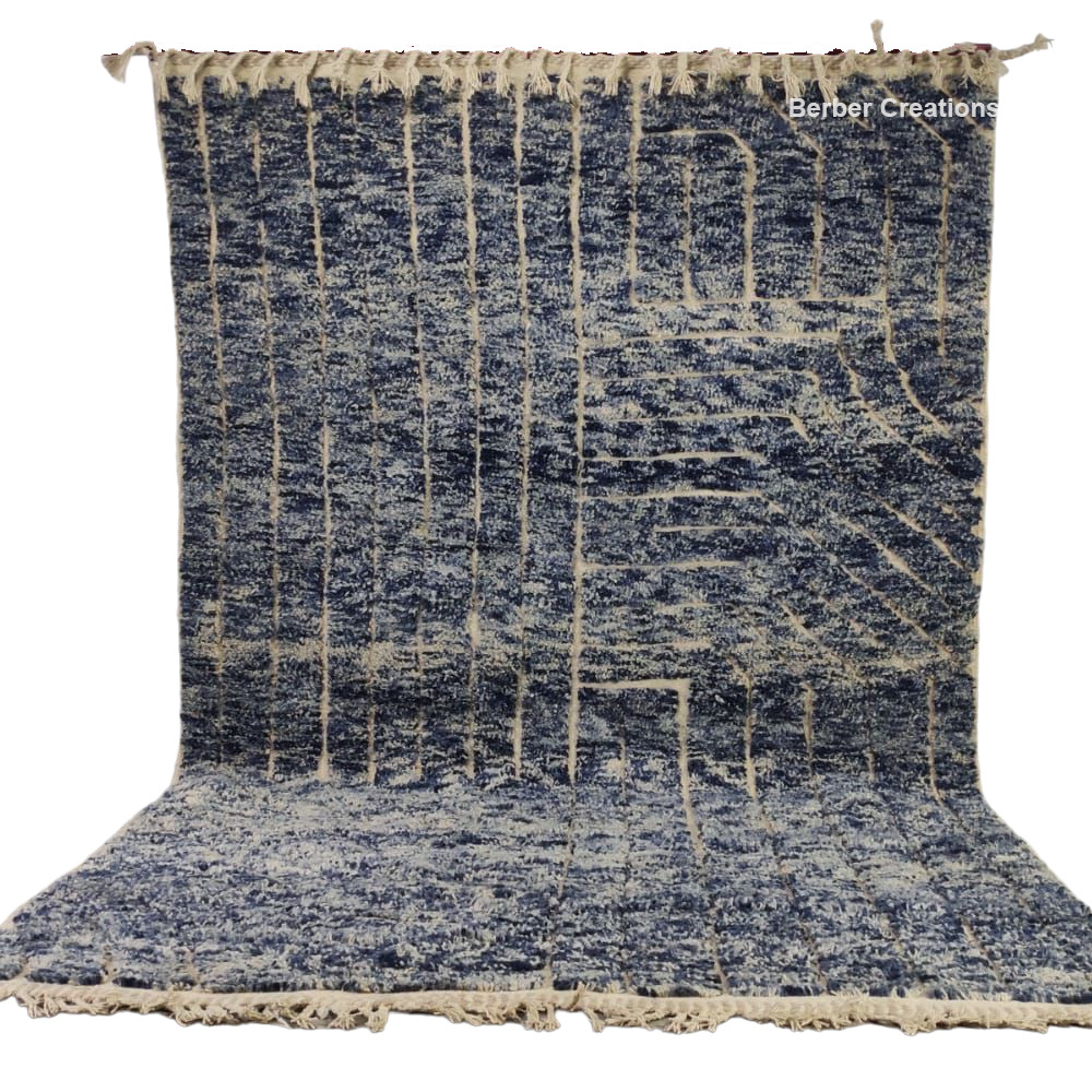 moroccan beni ourain wool rug blue