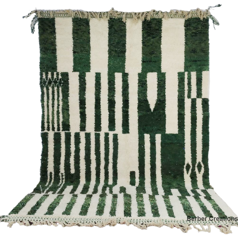 moroccan beni ourain wool rug green