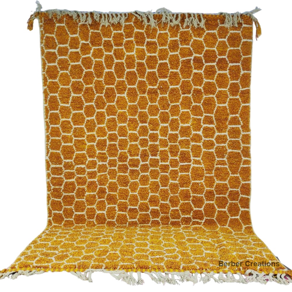 moroccan beni ourain wool rug orange