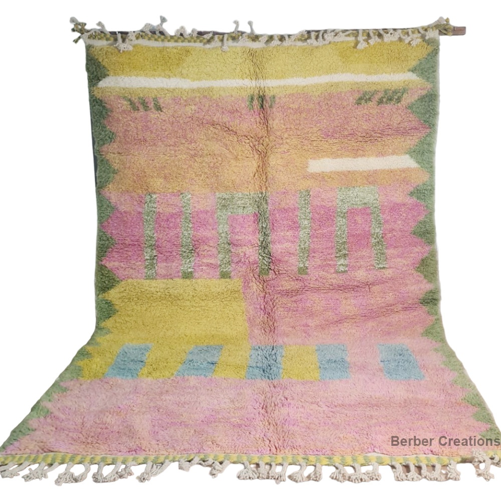 moroccan beni ourain wool rug pink