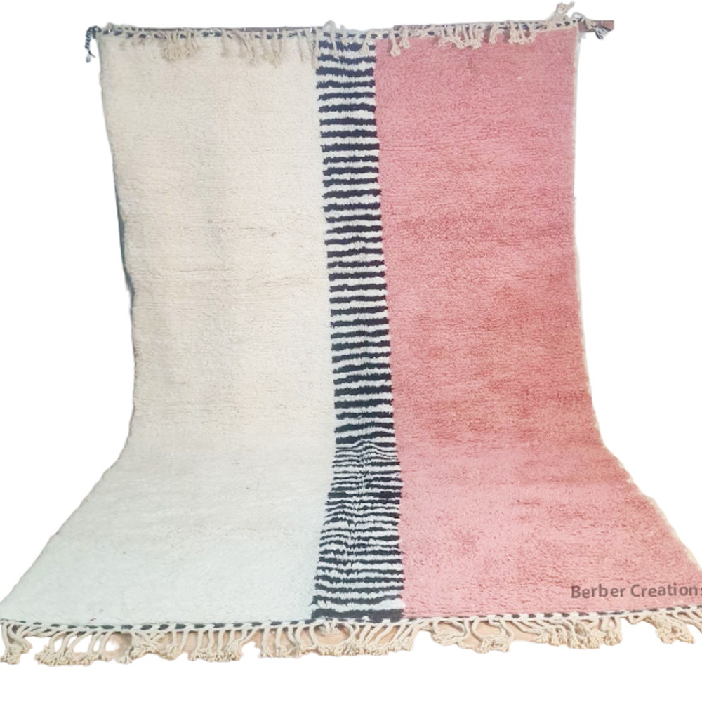 moroccan beni ourain wool rug soft pink