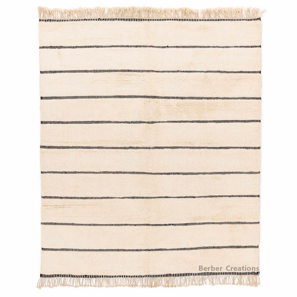 Striped moroccan beni ourain wool rug
